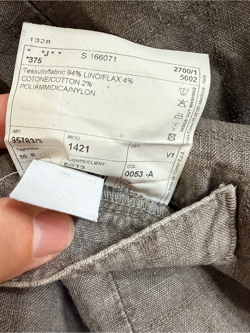 L.B.M. 1911 Distressed Linen Blend Waistcoat Vest Grey Mens IT 50 R US L slim - Picture 6 of 9